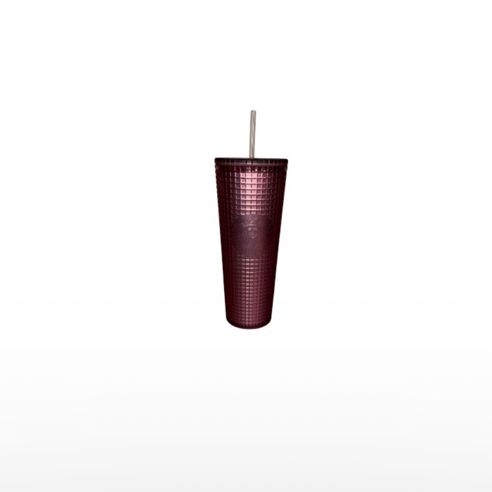 Starbucks Venti 24 Ounce Purple Pink Grid Cold Cup